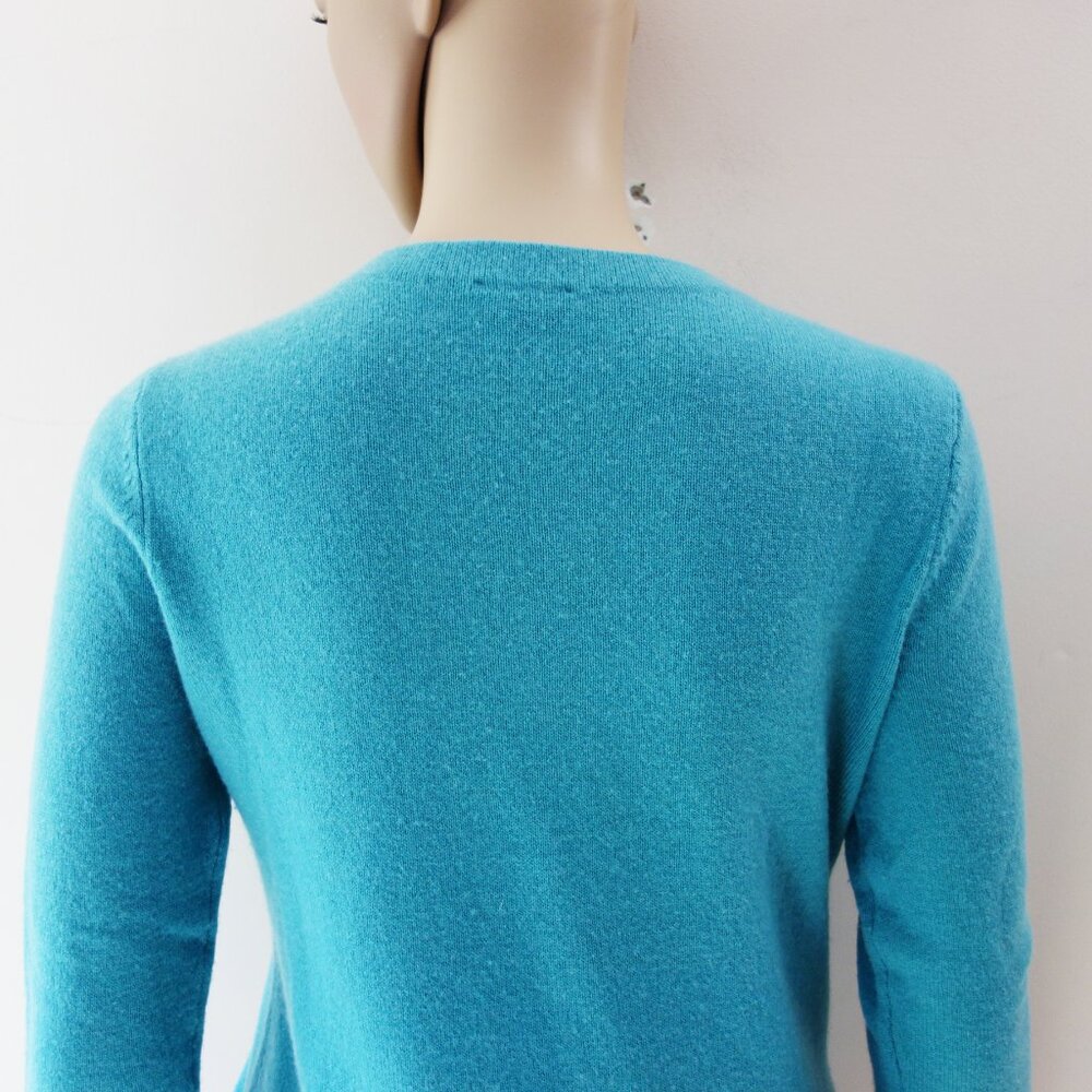 Talbots Aqua Blue Pure Cashmere 100% Crewneck Sweater 3/4 Sleeves (S Petite) EUC - Picture 7 of 10